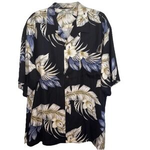 Tommy Bahama Hawaiian Short Sleeve Shirt Floral Button Up 100% Silk  Vacation XL